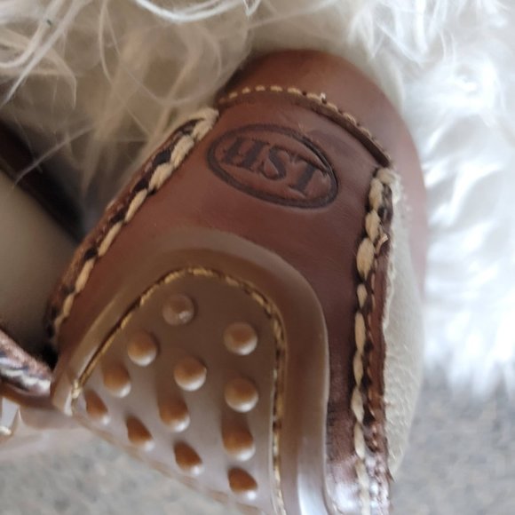 Vintage H.S. Trask Classic Brown Pebbled Heavy Leather Lined Driving Mocs Sz 10 - Picture 12 of 13